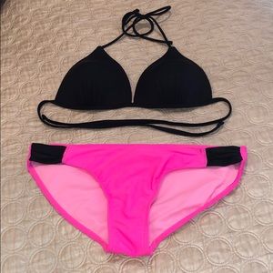 OP Hot Pink and Black Bikini